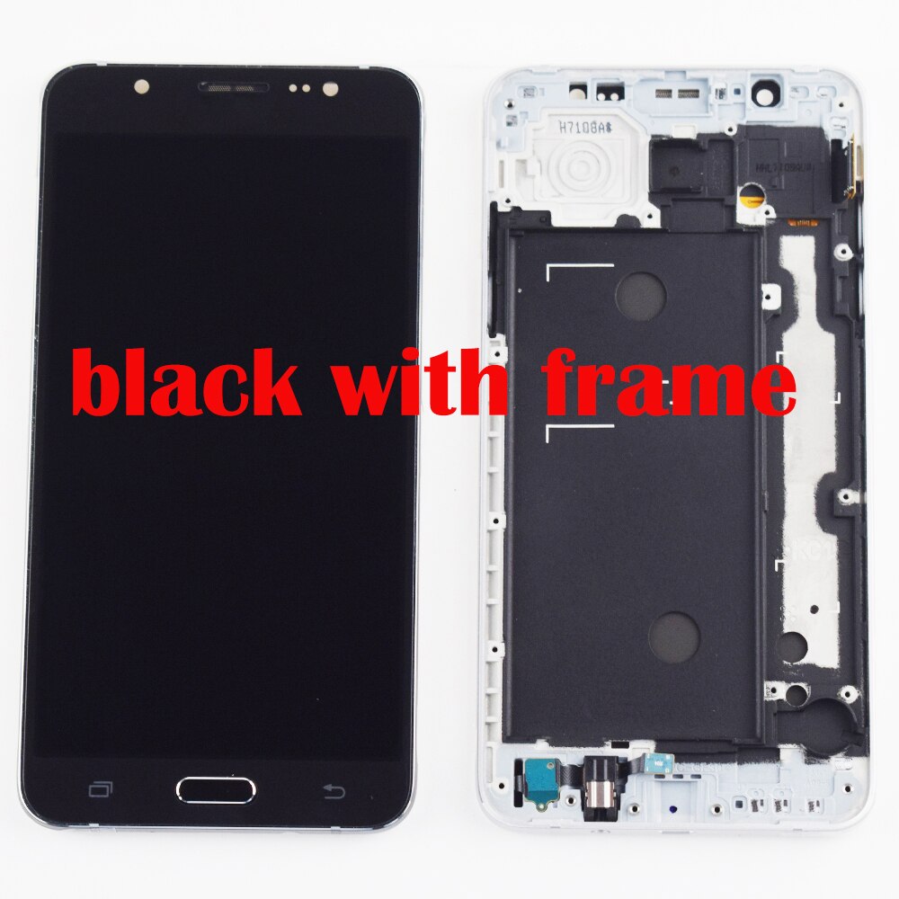 Til samsung galaxy  j7 lcd screen  j710 j710f j710m j710mn j710h lcd display screen touch screen digitizer assembly frame: Sort med ramme