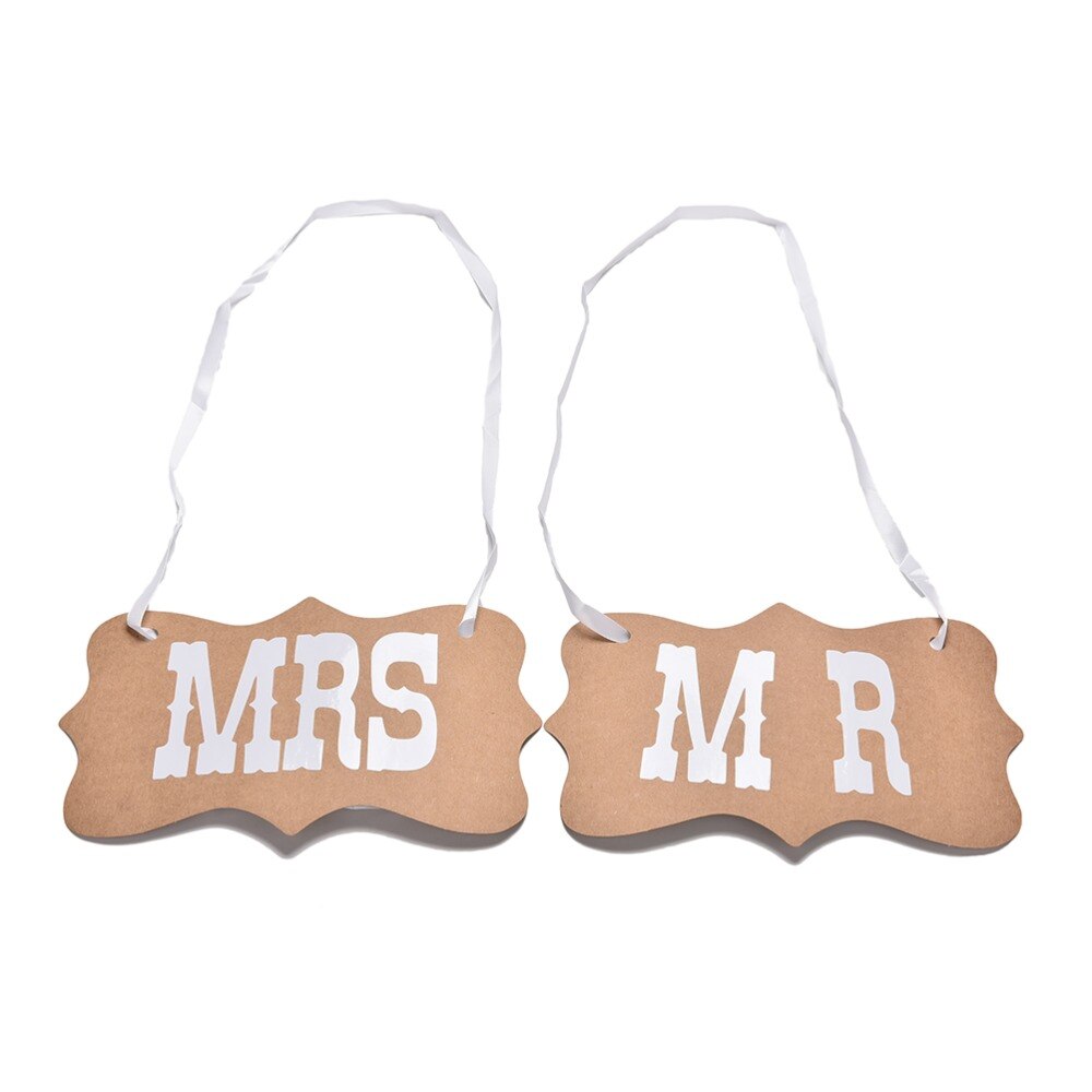Novo 1 conjunto festa favor carta guirlanda banner diy mr mrs placa de papel + fita sinal foto cabine adereços decoração casamento