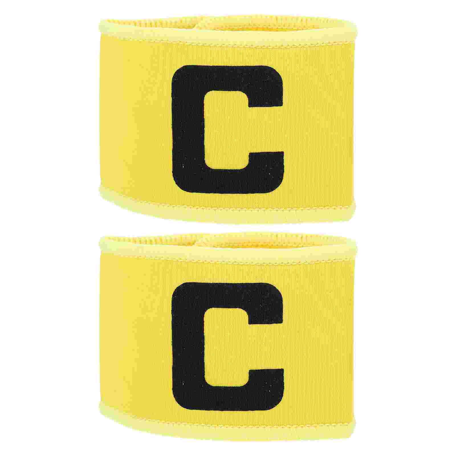 2 pcs band captain armband portable arm band soccer accessory soccer armband for player soccer sports: Yellow