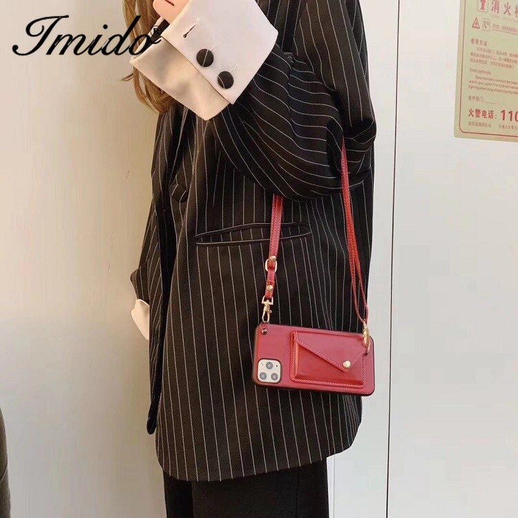 Portefeuille-style étui de téléphone portable sac IPhone11pro carte cuir messager corde adapté pour IPhone X XR XS Max coque de téléphone sac à main