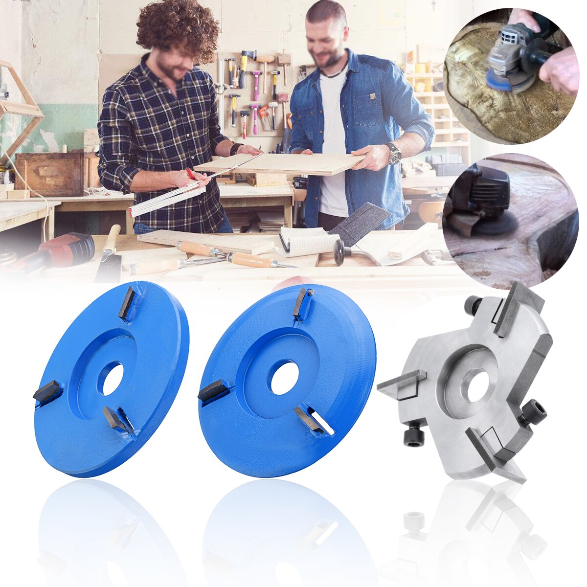 16mm Aperture Angle Grinder Woodworking Three-tooth Turbo Plane Wood Milling Cutter Carving Blade Digging Wood Carving Disc Tool