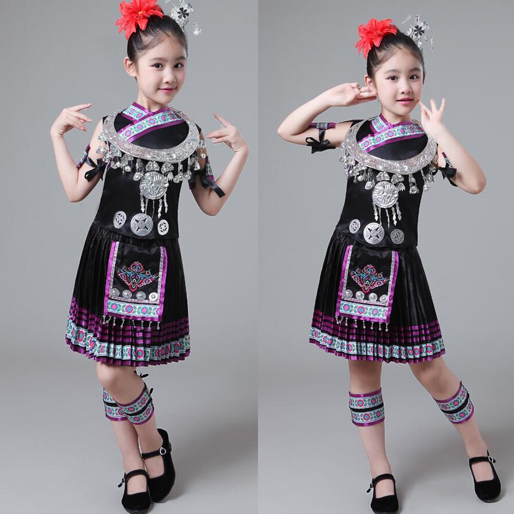 Vêtements d'été pour enfants Hmong, costumes de scène pour fille, bal danse, vêtements pour enfants Miao