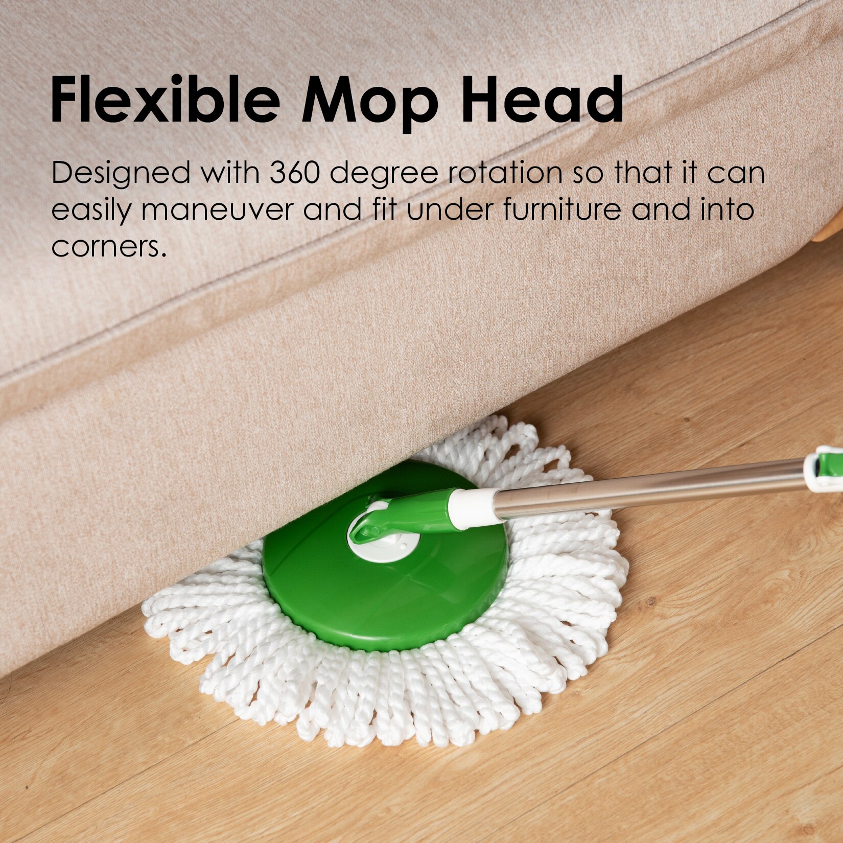 Boomjoy 360 Spin Verstelbare Vloer Mop Met Grote Emmer 2 Stuks Microfiber Pads Verlengde Handvat Voor Hardhout Schoonmaken