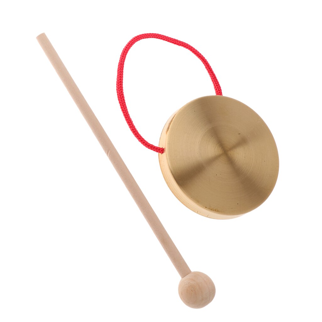 Platillos de mano de 4 pulgadas, instrumento Musical de percusión de la capilla de cobre Gong con martillo de juego redondo (10cm)