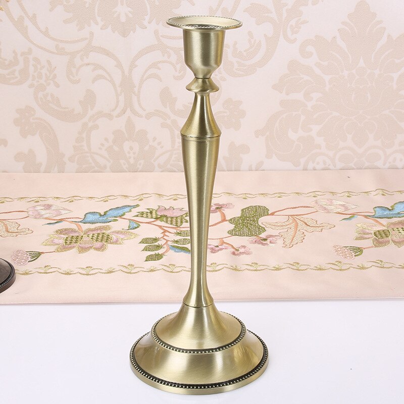 Metal Silver/Gold Plated Candle Holders 7-Arms Stand Zinc Alloy Pillar For Wedding Portavelas Candelabra: Golden