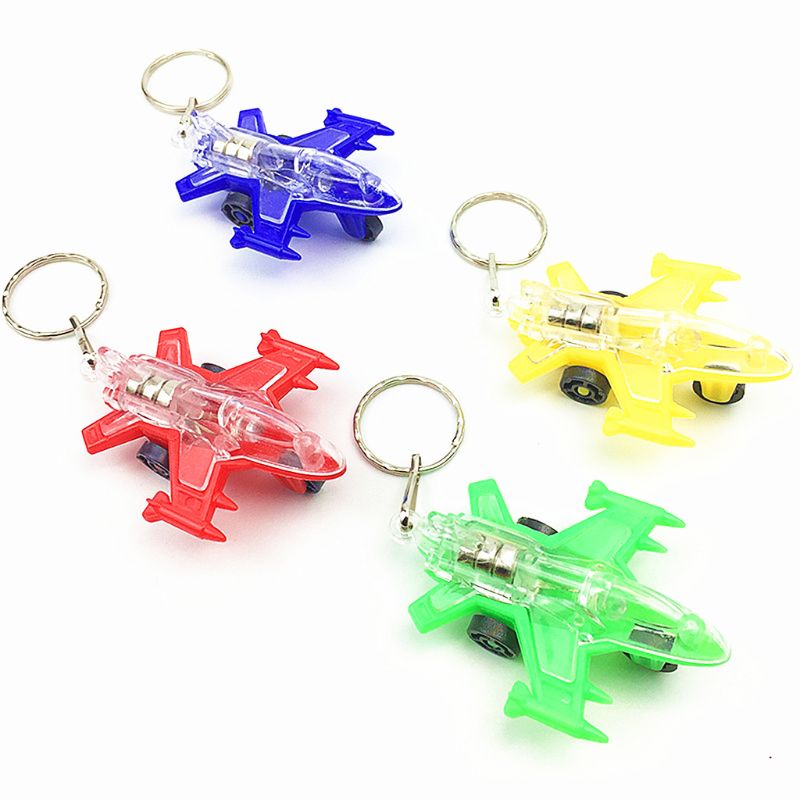 Mini Plane LED Light-Up Toys Keychain Party Favors Kids Toy Gadgets Bag Pendant Luminous Toys Christmas