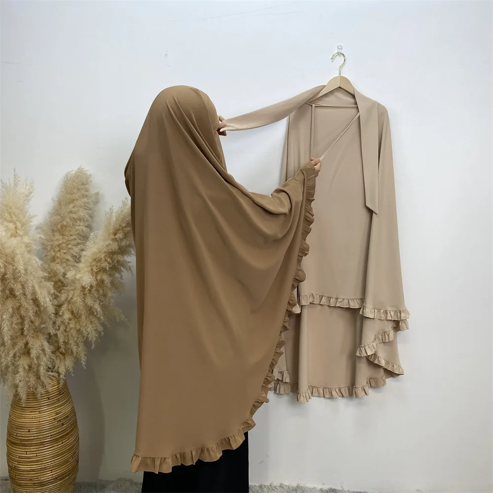Gebetskleidungsstück Abaya Lange Khimar Muslimische Frauen Schleier Hijab Eid Ramadan Burka Kopftuch Islam Arabische Niqab Kleidung Kopfschmuck Turban