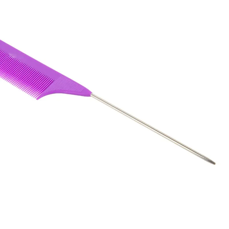 Hairdressing Comb Purple Set Double Headed Eyebrow Brush Dyeing Steel Needle Pointed Tail Comb Styling Tool Set of 3