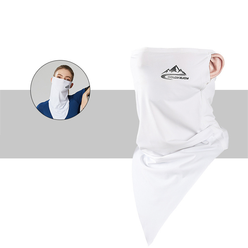 Summer Men Scarf Ice Silk Anti-sweat Headwear Outdoor Cool Sun-proof Face Mask Elastic Wind-proof Anti-UV Bandana Fast: White Scarf