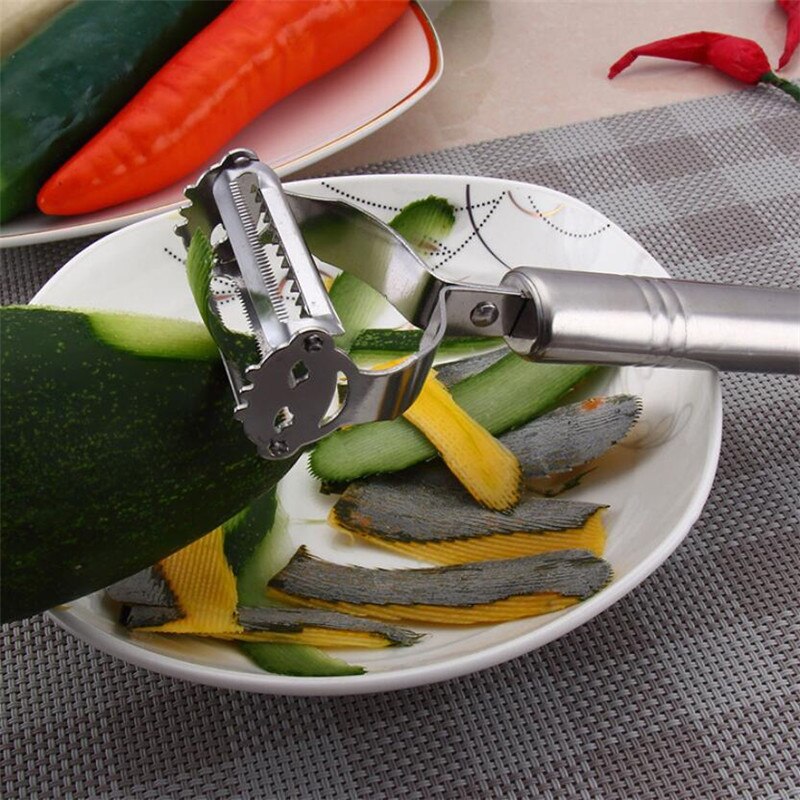 Dobbelt rustfrit stål kartoffel agurk gulerod rivejern julienne peeler grøntsager frugt peeler vegetabilsk skæreværktøj
