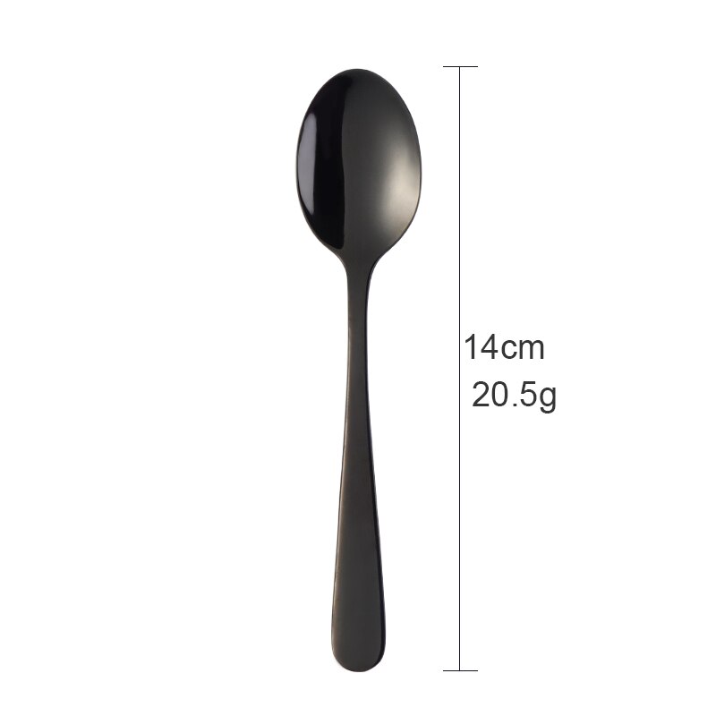 Multi Kleur 4 Stks/set Koreaanse Kleine Koffie Lepels Set Rvs Spiegel Poolse Gold Theelepels Voor Thee Party Kleine Lepel: Black 4pcs