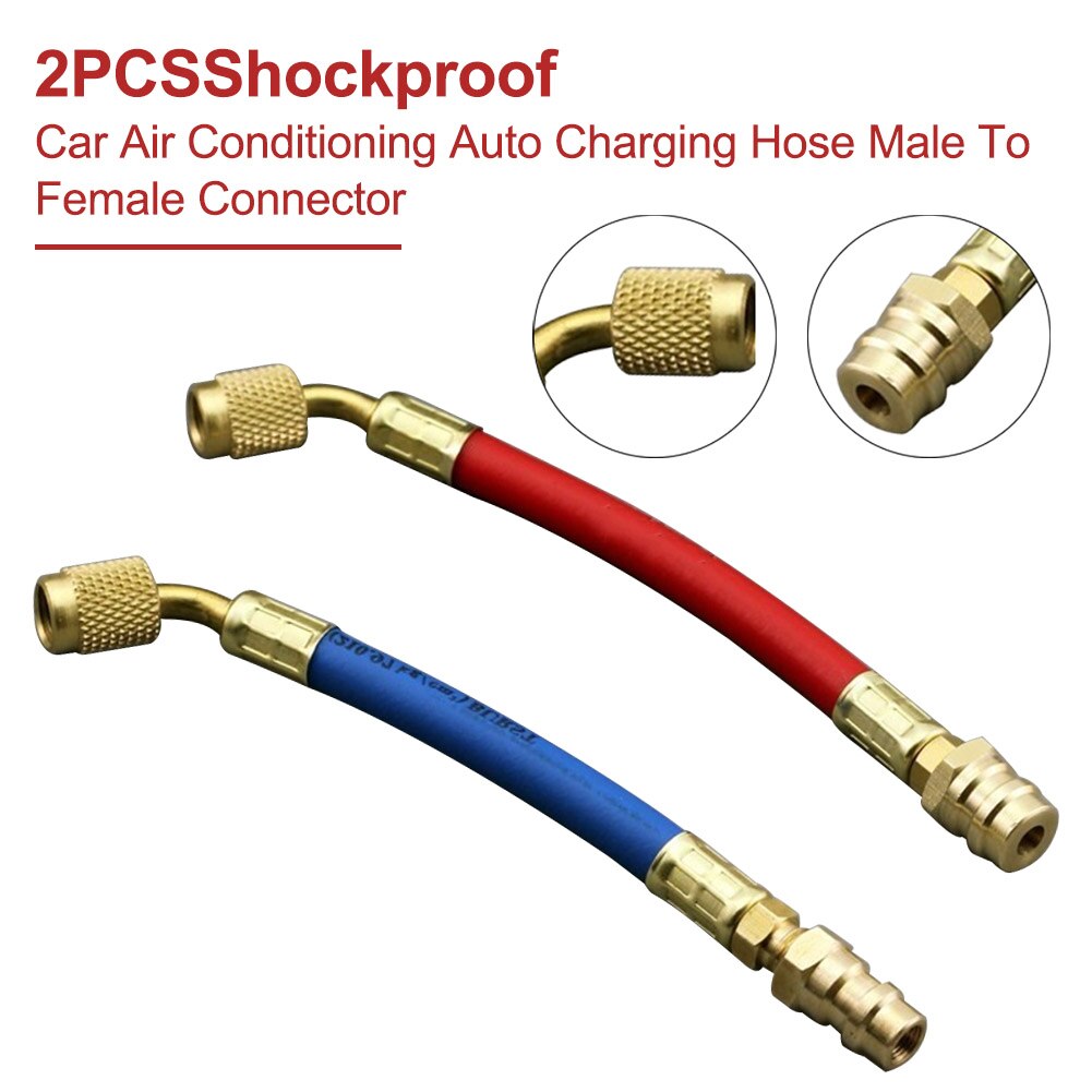 2 uds accesorios de aire acondicionado de coche herramienta a prueba de golpes conector de manguera de carga adaptador de latón macho a hembra Auto Universal