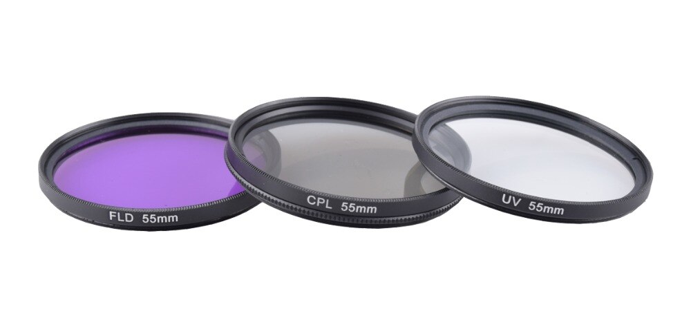 Universal 4in1 Set 49mm 52mm 55mm 58mm 62mm 67mm 72mm 77mm UV + CPL + FLD Lens Filter w/ Wallet Bag Case Pouch for Camera DSLR