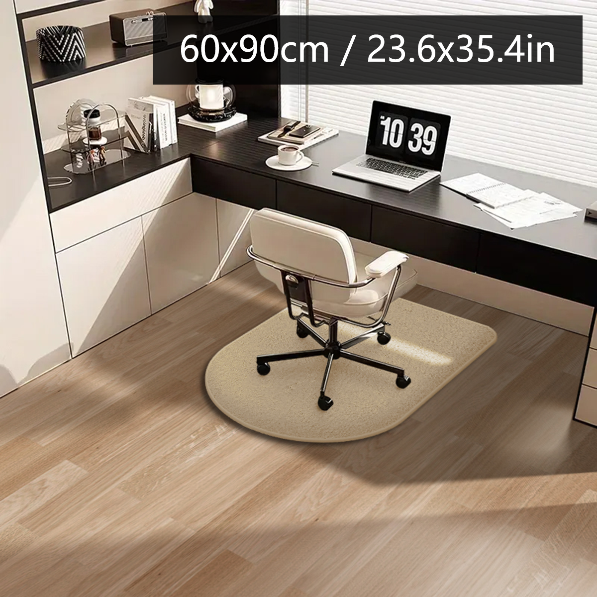 Solid color computer chair mat flannel floor mat thickened desk swivel chair arched carpet study soft dressing table foot mat: Silver