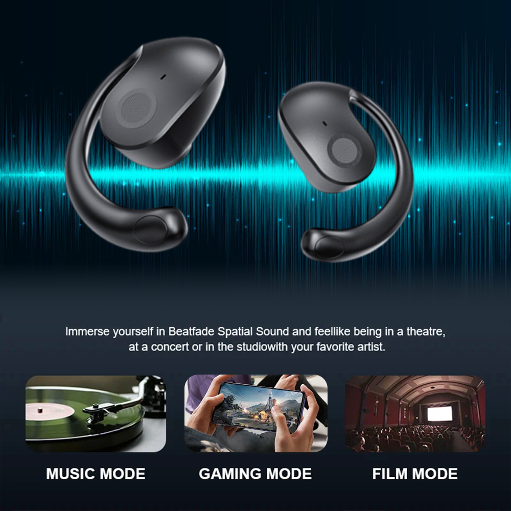 BT 5.3 Ear-Mounted Noise Canceling Sports Bluetooth Earphones Fitness Wireless Earbuds Ball Shape Earhook Gaming Headphone