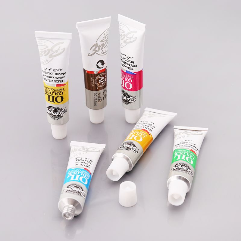 12 farver akrylmaling tegning pigment oliemaleri 6ml rør med børste sæt kunstner forsyninger