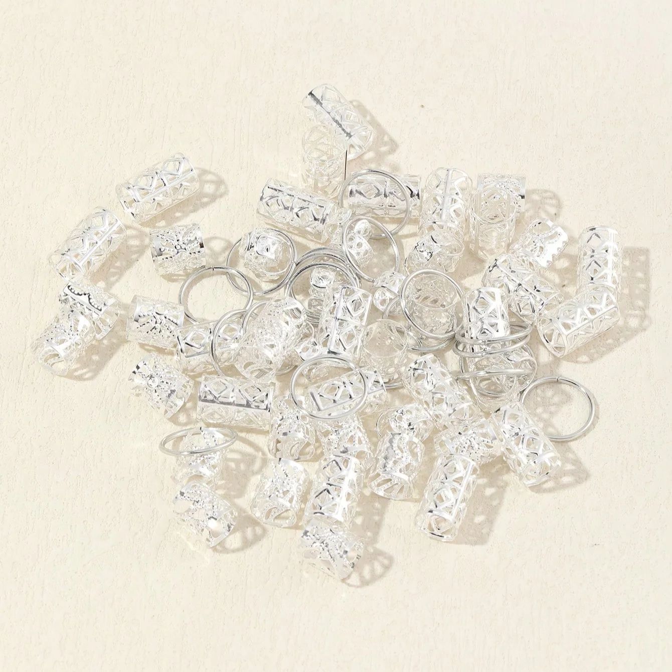 80 Uds. Anillo para el cabello ahuecado, cuentas para rastas, anillos para trenzas de cabello, Clips, cerraduras para rastas, trenzado de cabello, puños de Metal, decoración/accesorios