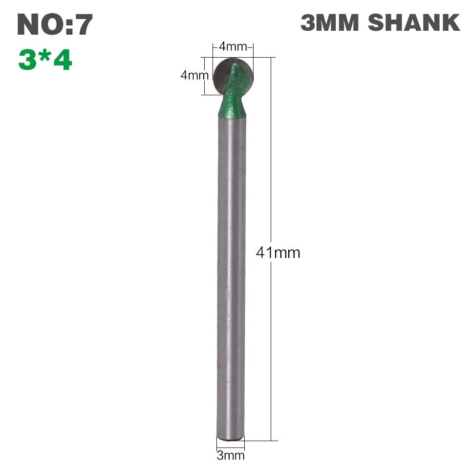 1PC 3MM 6MM Shank Milling Cutter Wood Carving Ball Nose Round Carving Cove CNC Milling Radius Core Tungsten Carbide Router Bit: 07