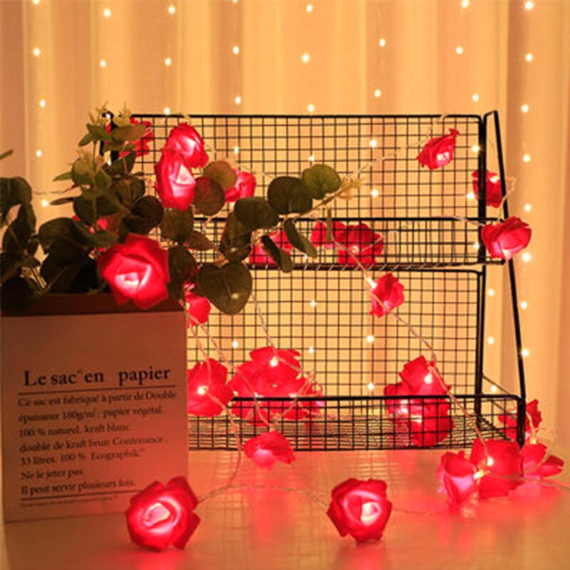 Led Rose Flower Usb String Lights Garland Kerstverlichting Decoratie Kerstboom Licht Voor Valentijn: Red / 2m-20LED