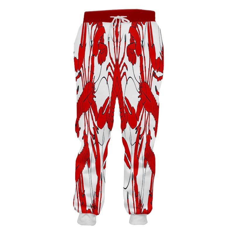 Pantalones con estampado 3D de langosta roja para hombre y mujer, ropa informal estilo Hip Hop, de chándal, para correr,: 5 XL