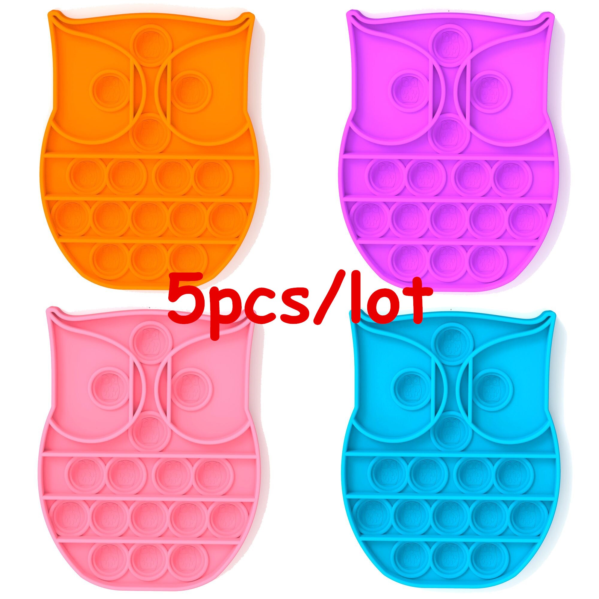 5Pcs/Lot Push Bubble Fidget Sensory Popsit Special Needs Stress Reliever Figet Toys Popit Stress Soft Squeeze Toy: Owl 5pcs