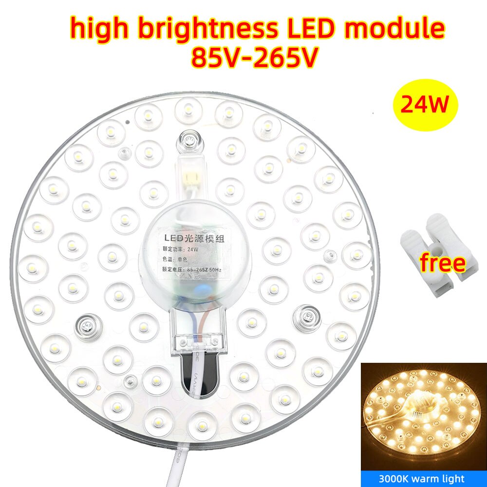 Ceiling Lamps LED Module 85-265V AC220V 110V 36W/18W/24W LED Light Replace Ceiling Lamp Lighting Source Convenient Installation: 24W warm 2pcs