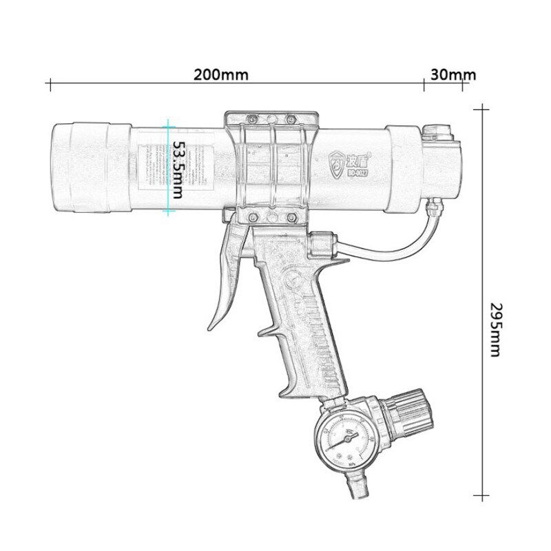 Pneumatic Sealant Adjustable Speed Pneumatic Glass Glue Caulking Tool Caulking Nozzle Construction Tool