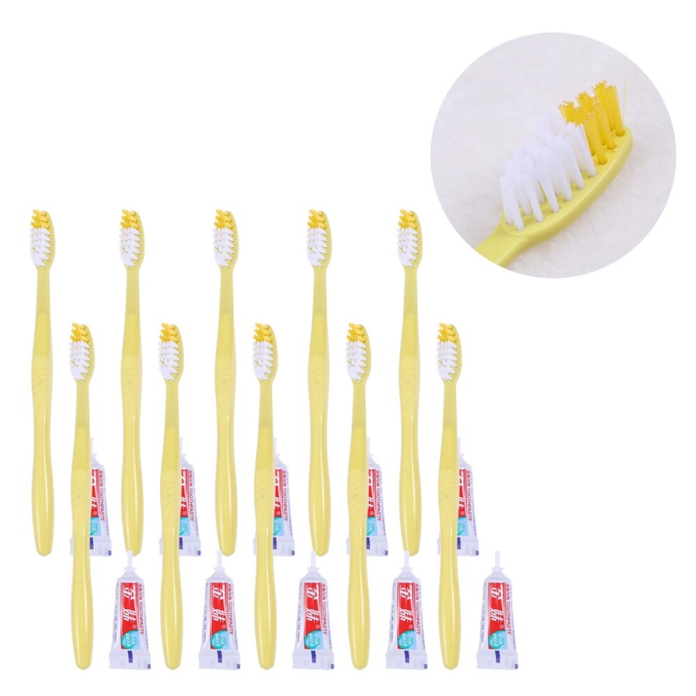 10pcs Travel Toothbrush and Toothpaste Set Hotel Disposable Toothbrush Kit (Mixed Colors): Default Title