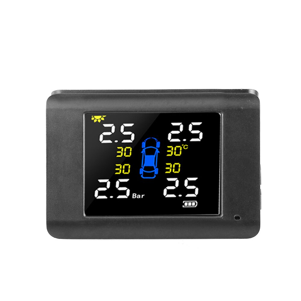 TPMS Solar Power Tyre Pressure Monitoring System with 4 Sensors LCD Real-time Display Car Tire Pressure Auto Alarm System