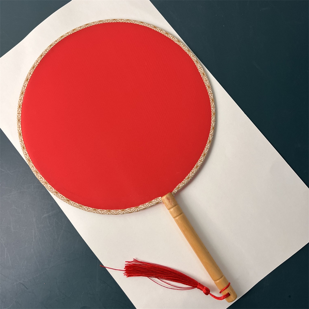 Red Flower Silk Fan Double Sided Embroidery Round Fan Chinese Palace Hanfu Hand Fan Craft Wedding For Guests Home Decor: Navy