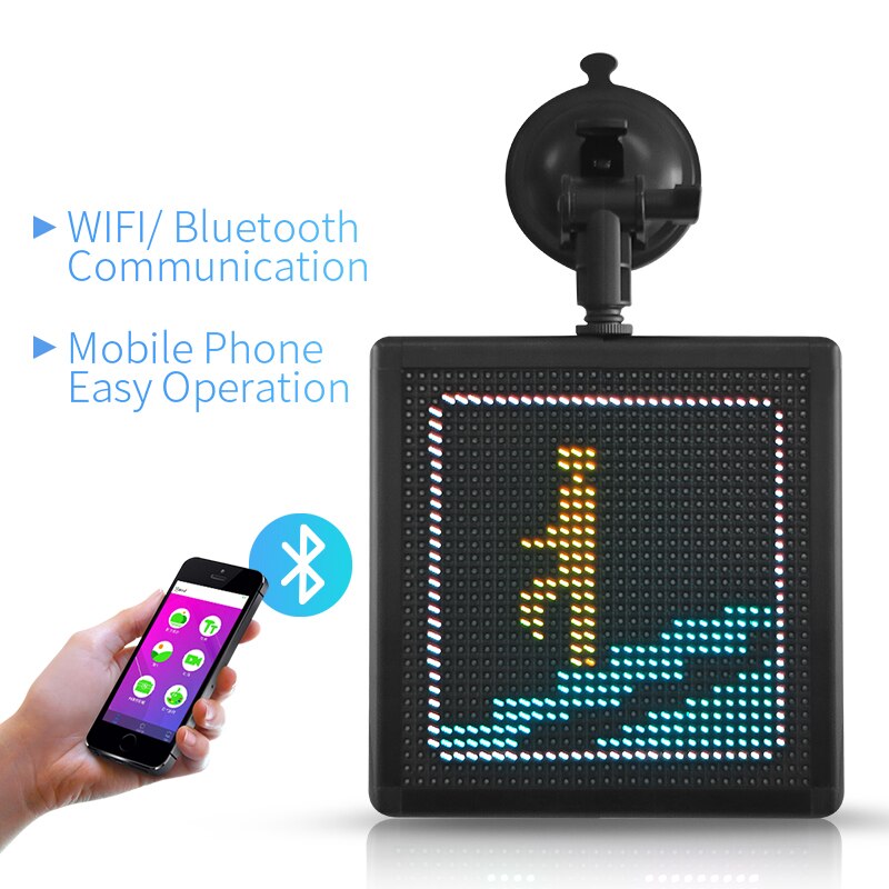 Bluetooth APP Control Car Emoticon Screen 32*32 dots Square LED Car Rear Window Display Digital Funny DIY GIF graffiti led board