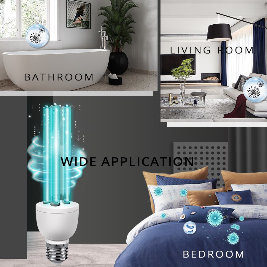 E27 15W 25W UV Ultraviolet Light Lamp Quartz Germicidal Disinfection Light LED UVC Ozone Bulb UVC 220V Sterilizer Kill Mite Lamp