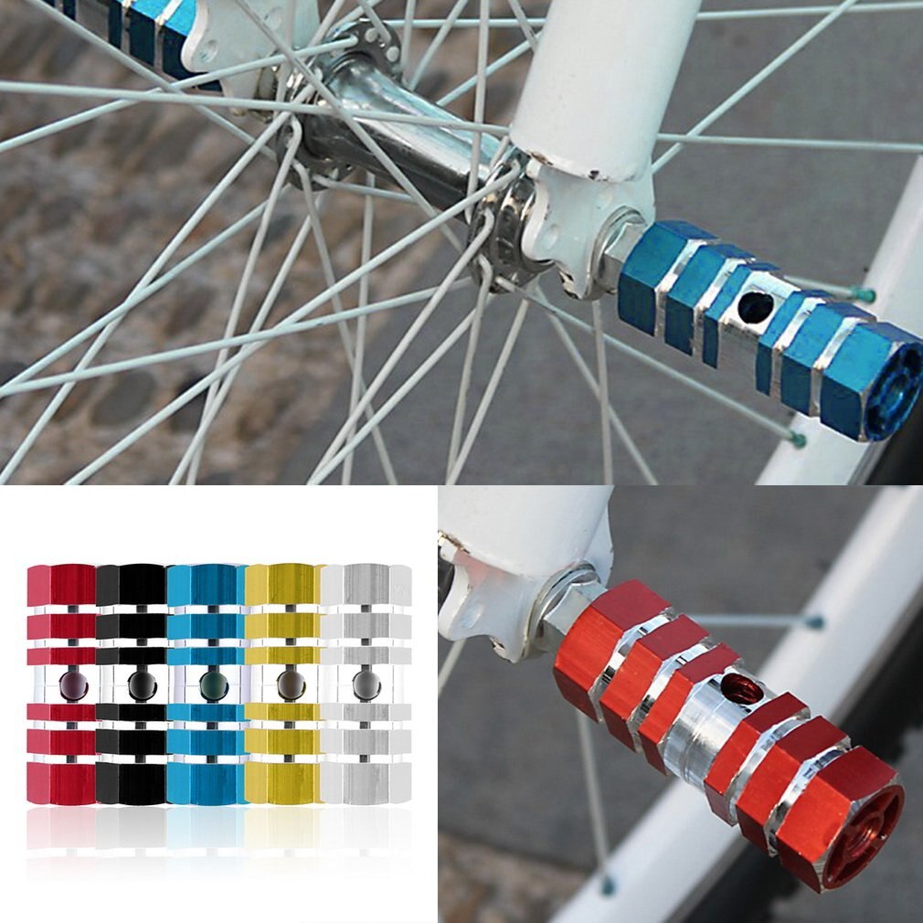 1 Pair Aluminum Alloy Pegs Bike Cycling Bicycle Rear Stunt Foot Peg Six Axle