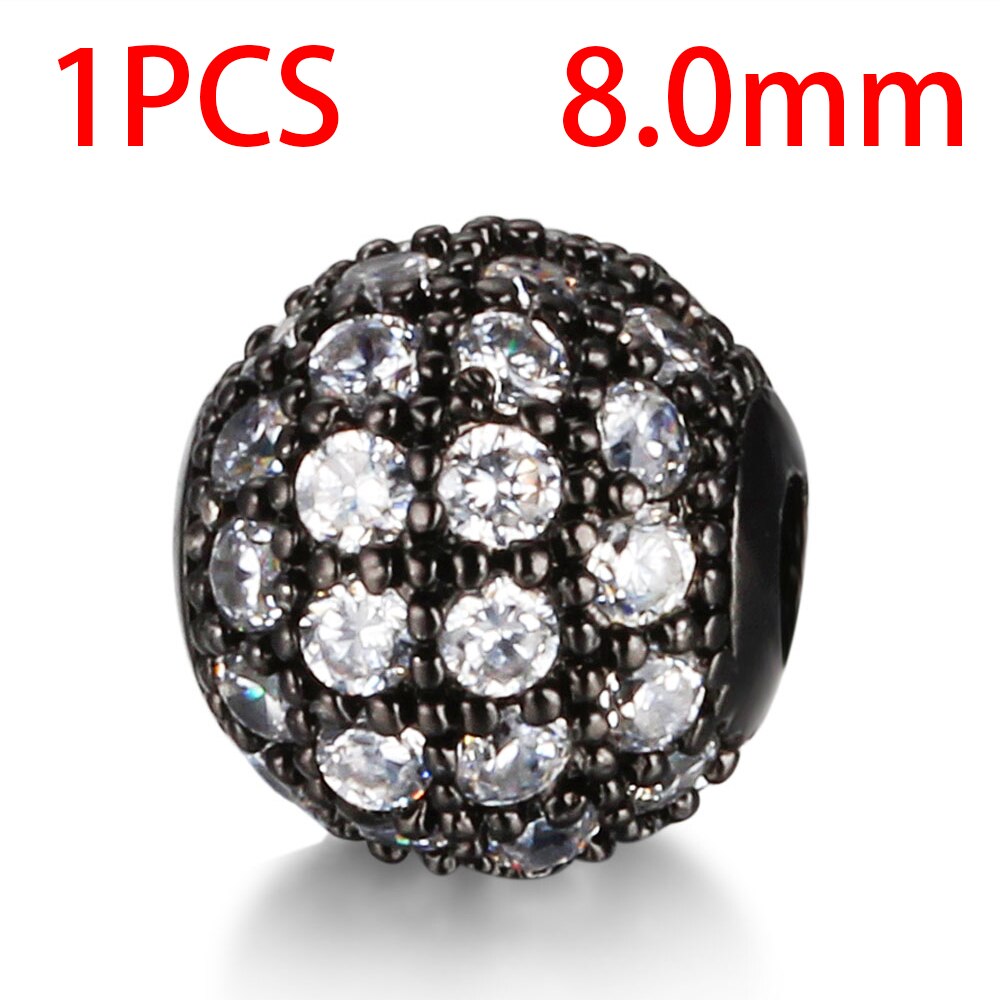 Available Separately / 8mm / 10mm Luxury Mini Pav AAA + Zircon European Gasket Beads, Round Charms For Bracelets And Jewelry: 8mm32