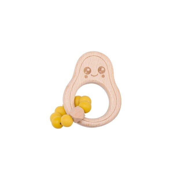 let’s make 1pc Baby Teether Wooden Avocado Bead Care Bracelet BPA-Free Silicone Rattle Teeth Bead Baby Rattle Nurse Toy: yellow