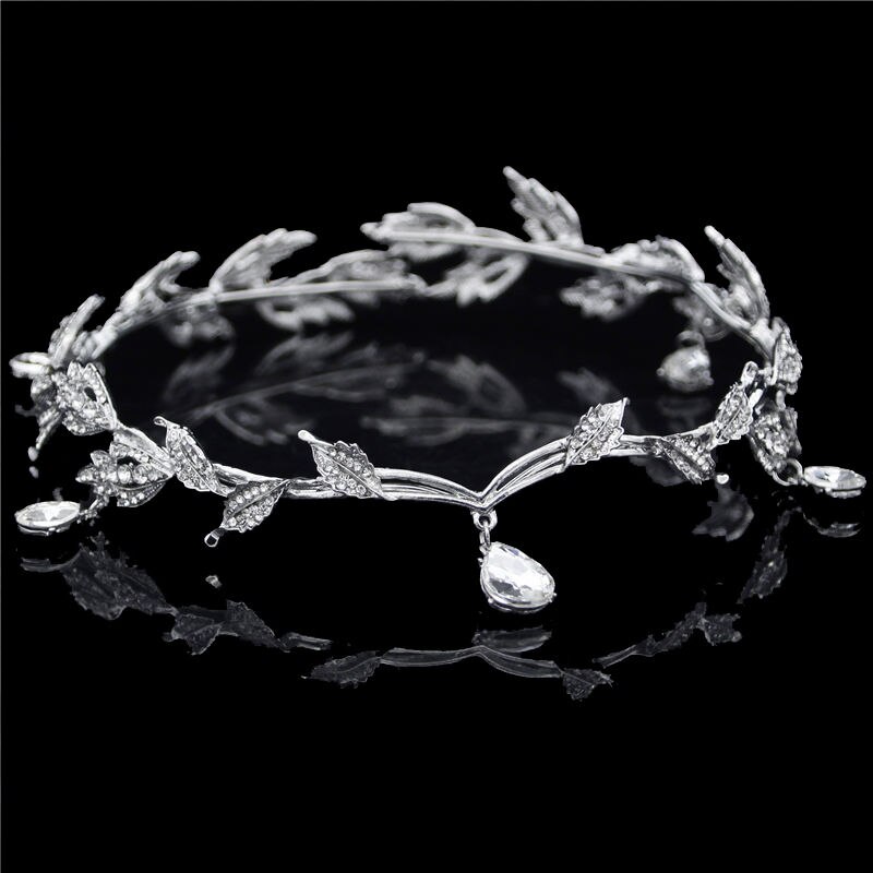 Wedding Tiara Crown - Round Rhinestone Bridal Headpiece - Gold & Silver Plated Zinc Alloy: Silver