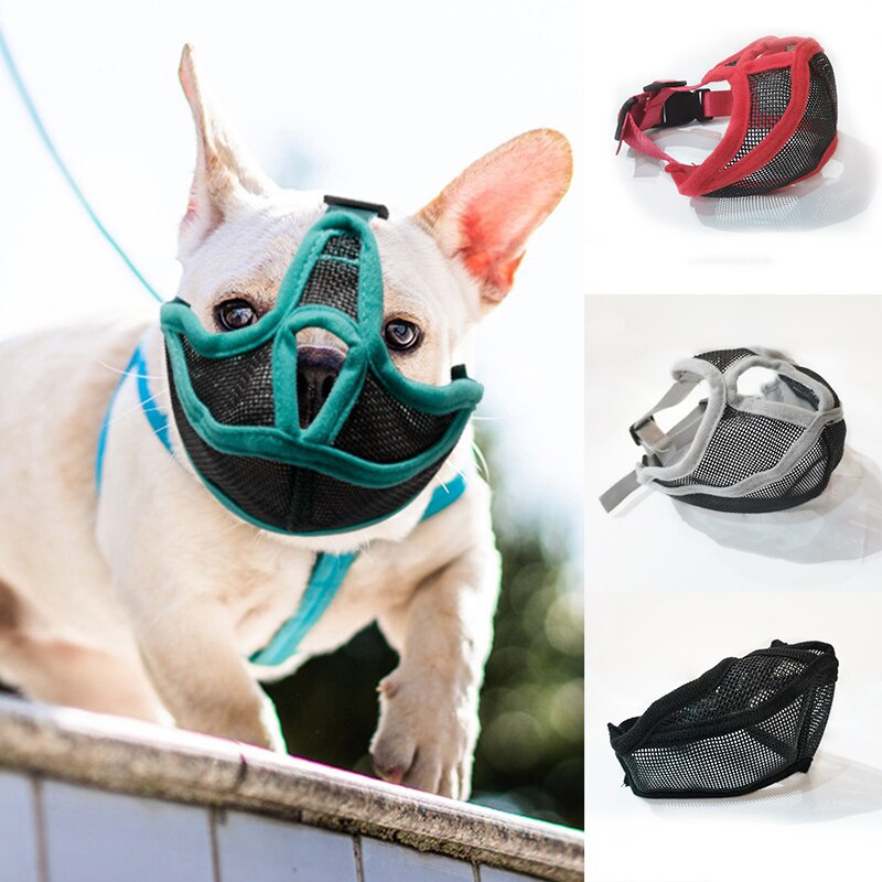 Short Snout Pet Dog Muzzles Comfortable Adjustable Mesh Muzzle Mask Anti Bite Stop Barking Supplies For French Bulldog Pug