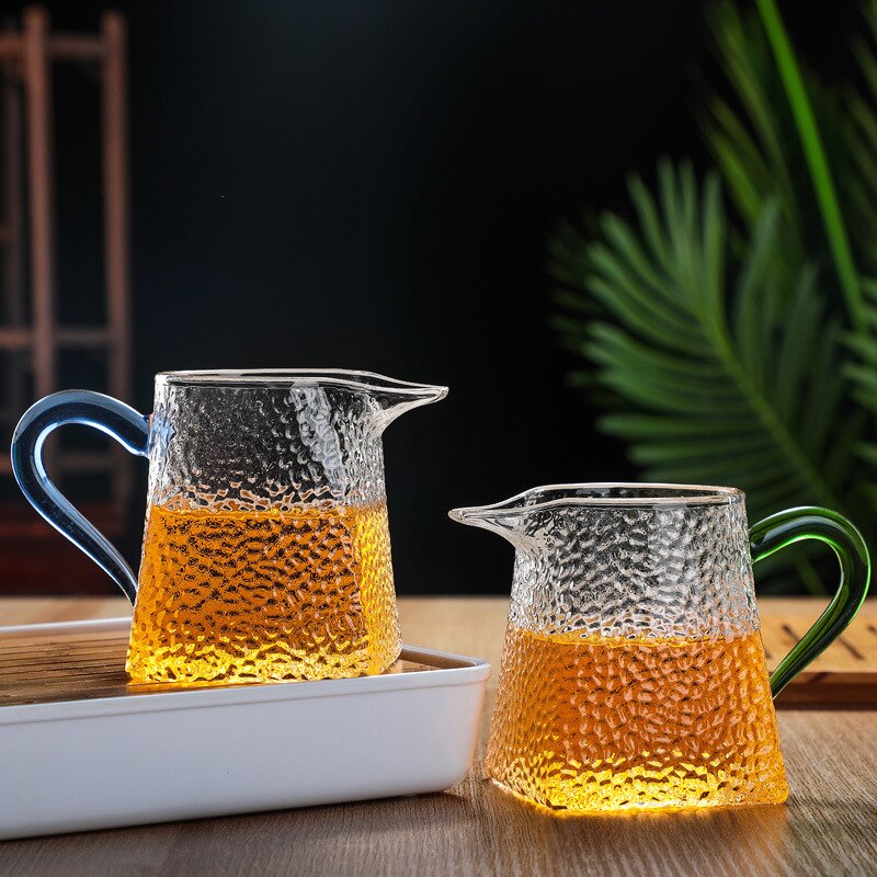 Varmebestandig hammer teture glas te kande firkantet bund te kop mælk glas kande kaffekande vandkande