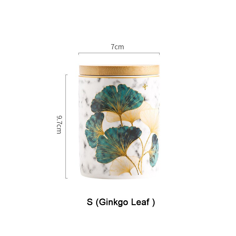 Keramische Voedsel Opslag Container Met Luchtdichte Hout Deksel Afgesloten Keuken Bus Suiker Koffie Jar Botes Cocina Almacenaje Alimentos: S Ginkgo Leaf