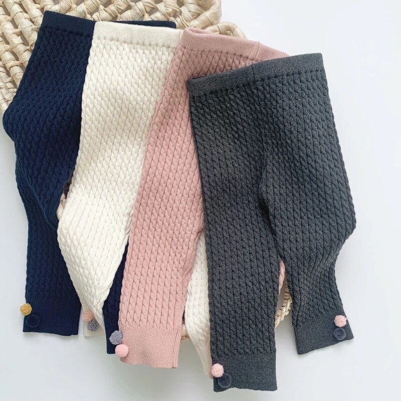 Primavera autunno pantaloni a maglia caldi Leggings per neonate infantili Leggings per maglieria per bambina in stile coreano