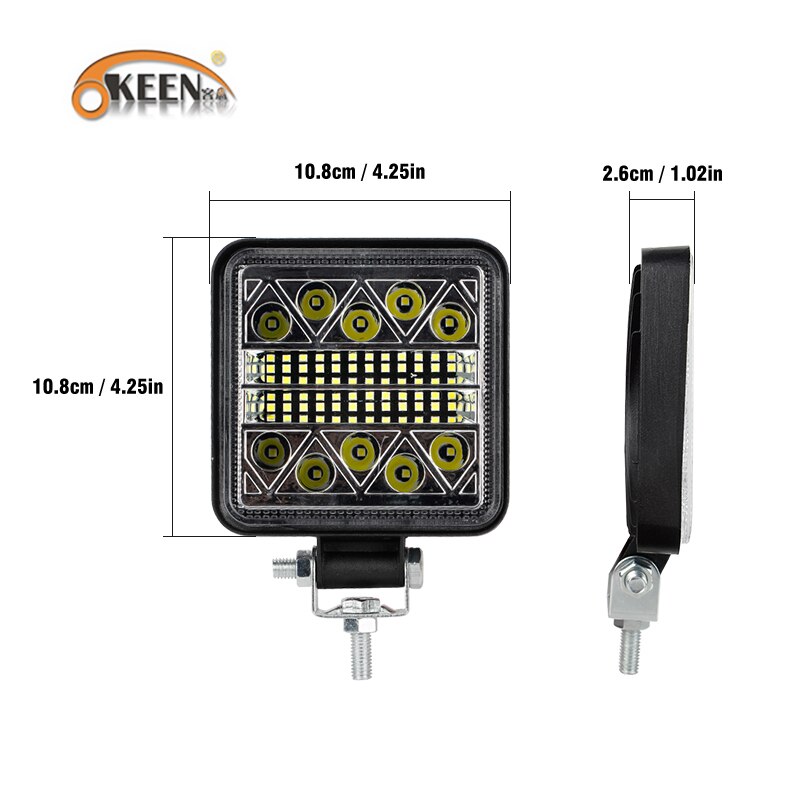 Okeen 4.2Inch 102W Spot Light Bar Werken Light Bar Strobe Knipperende Led Verlichting Voor Off Road Truck tractor Led 4X4 Koplamp