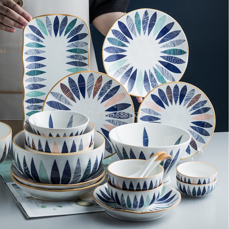 Japońska zastawa stołowa ceramiczna kreatywna ręcznie malowana miska na makaron naczynia ceramiczne płytkie talerze New Arrival miski