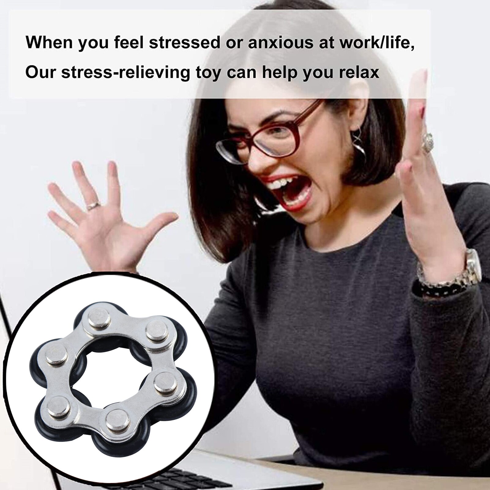 Flippy Chain Fidget Toy Relieves Stress Reduce Anxiety Autism Toy Fidget Ring Cycle Chain Decompression Pocket Toys