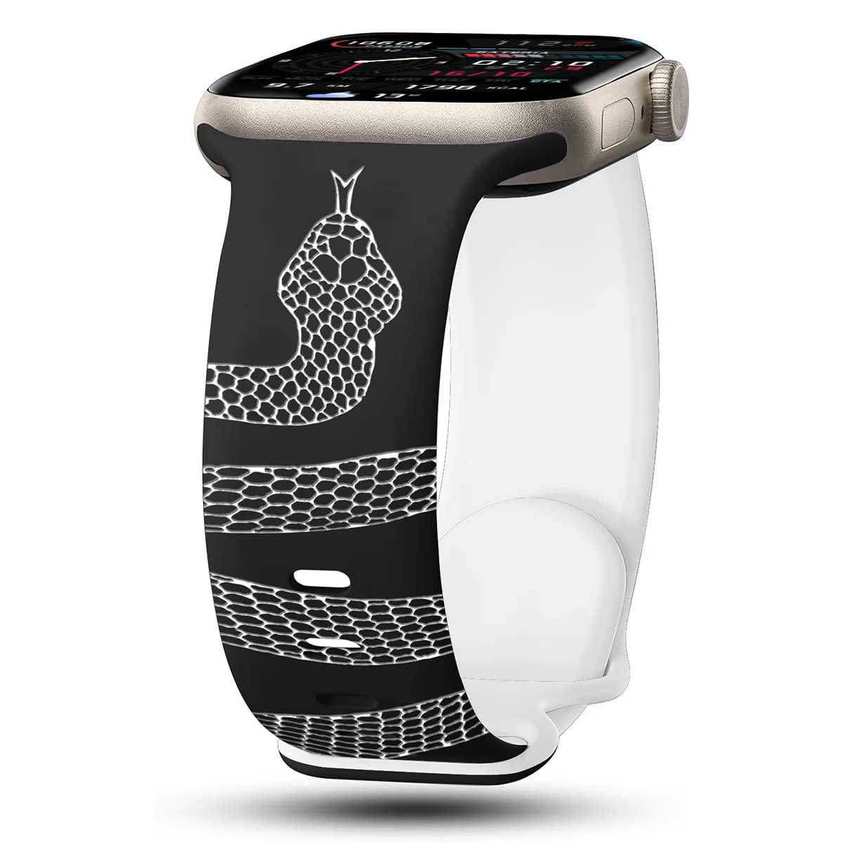 bracelet en Silicone serpent gravé pour Apple Watch 42mm 46mm 49mm 41 45 40 38 bracelet pour montre S10 9 8 7 parfait usage quotidien Sport: S / WHITE