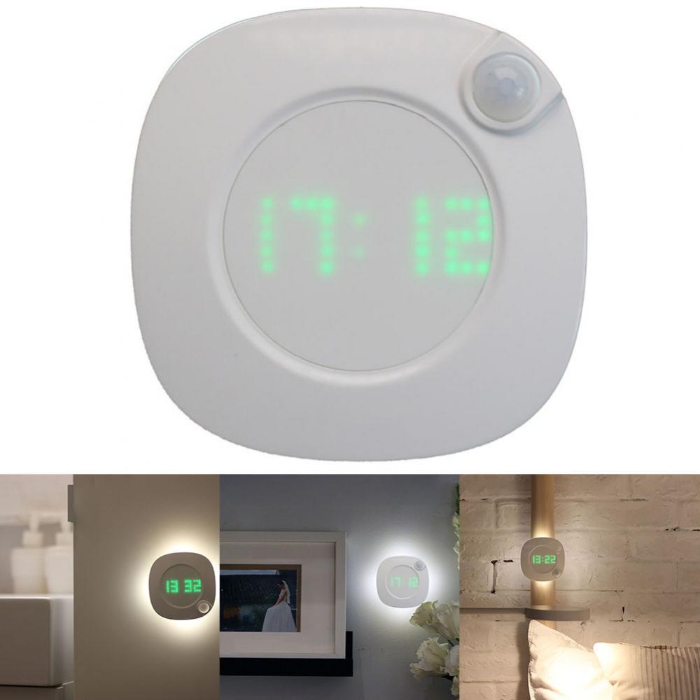 LED Motion Sensor Night Light LED Motion Sensor Night Light Digital Time Display Clock Bedroom Bathroom Lamp