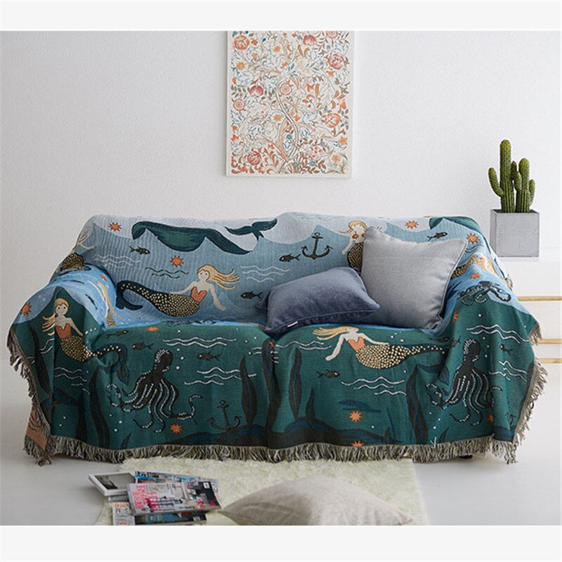 Nordic Gooi Deken Sofa Mermaid Vliegtuig Reizen Deken Voor Bed Woonkamer Tapestry Tapijt Sofa Deken Cover Sprei