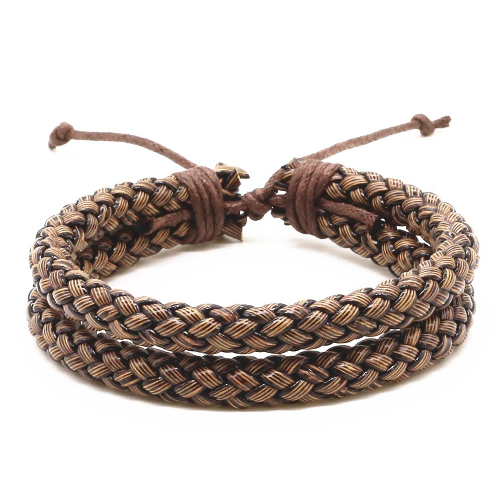 Trendy Handmade Femme Homme Female Vintage Braid Weave Charm Cuff Wrap Men Leather Bracelets For Women Jewelry Accessories: style 7