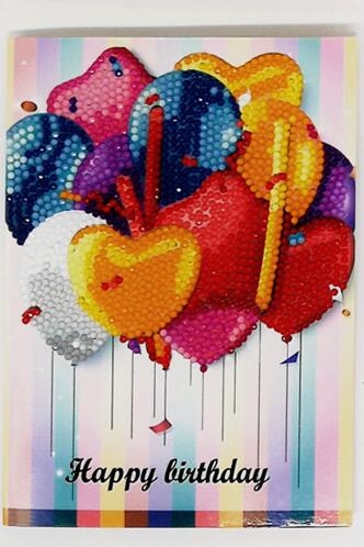 Cartes de vœux joyeux anniversaire diamant peinture | Rond 5d, kits de cartes de vœux, peinture diamant, broderie diamant, 13x18cm