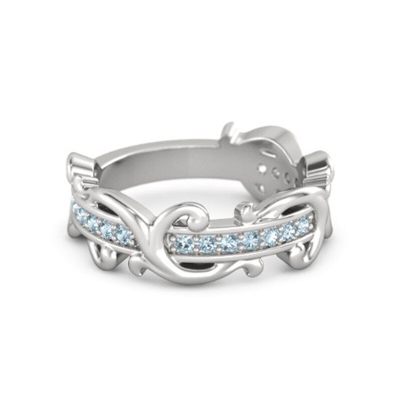 FDLK Delicate Dames Bloem Rank Ring - Witte Kristal - Trouwring - Zinklegering & Koper
