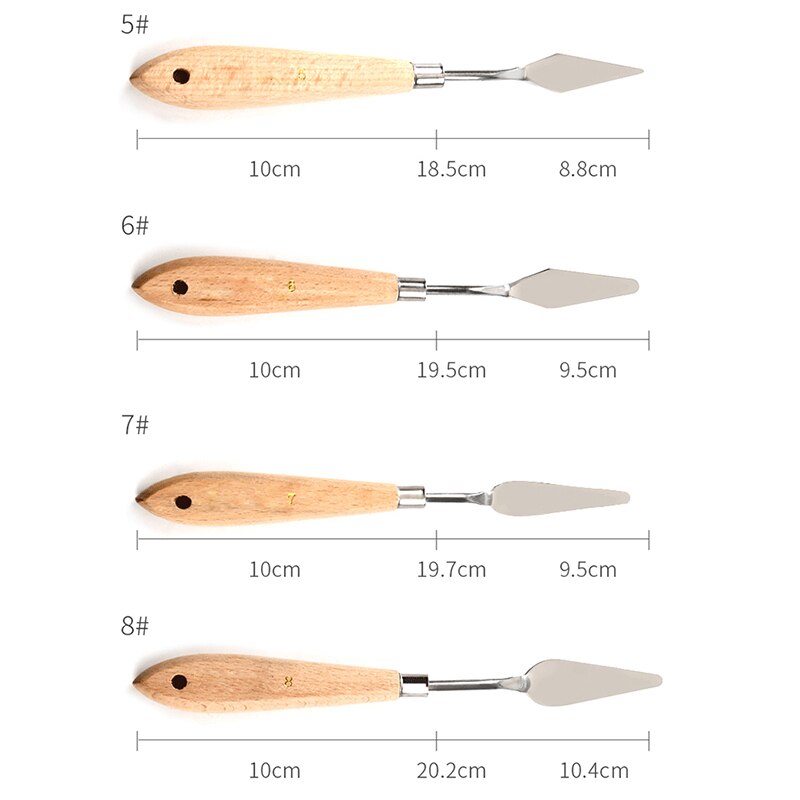 Palette Knife Painting Stainless Steel Spatula Palette Knife Oil Paint Metal Knives Wood Handle SP99